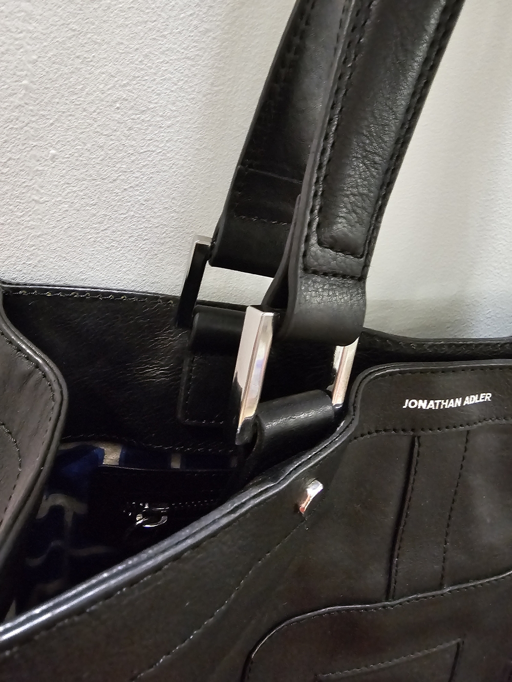 Jonathan Adler Black Full Leather Nixon Tote Bag With OG Dust Bag 9.5/10 - Picture 5 of 16